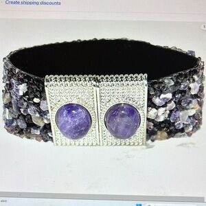 NIB genuine, amethyst, gemstone bracelet 7 inch comfort, magnetic clasp